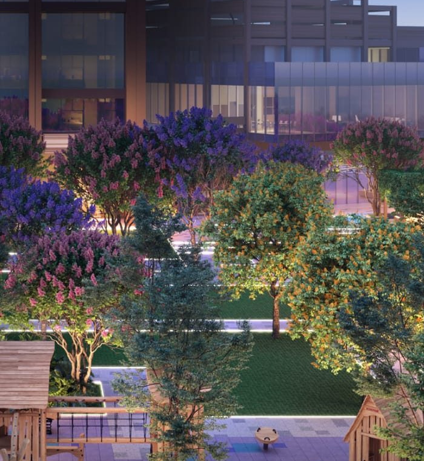 Landscaped courtyard at the residences